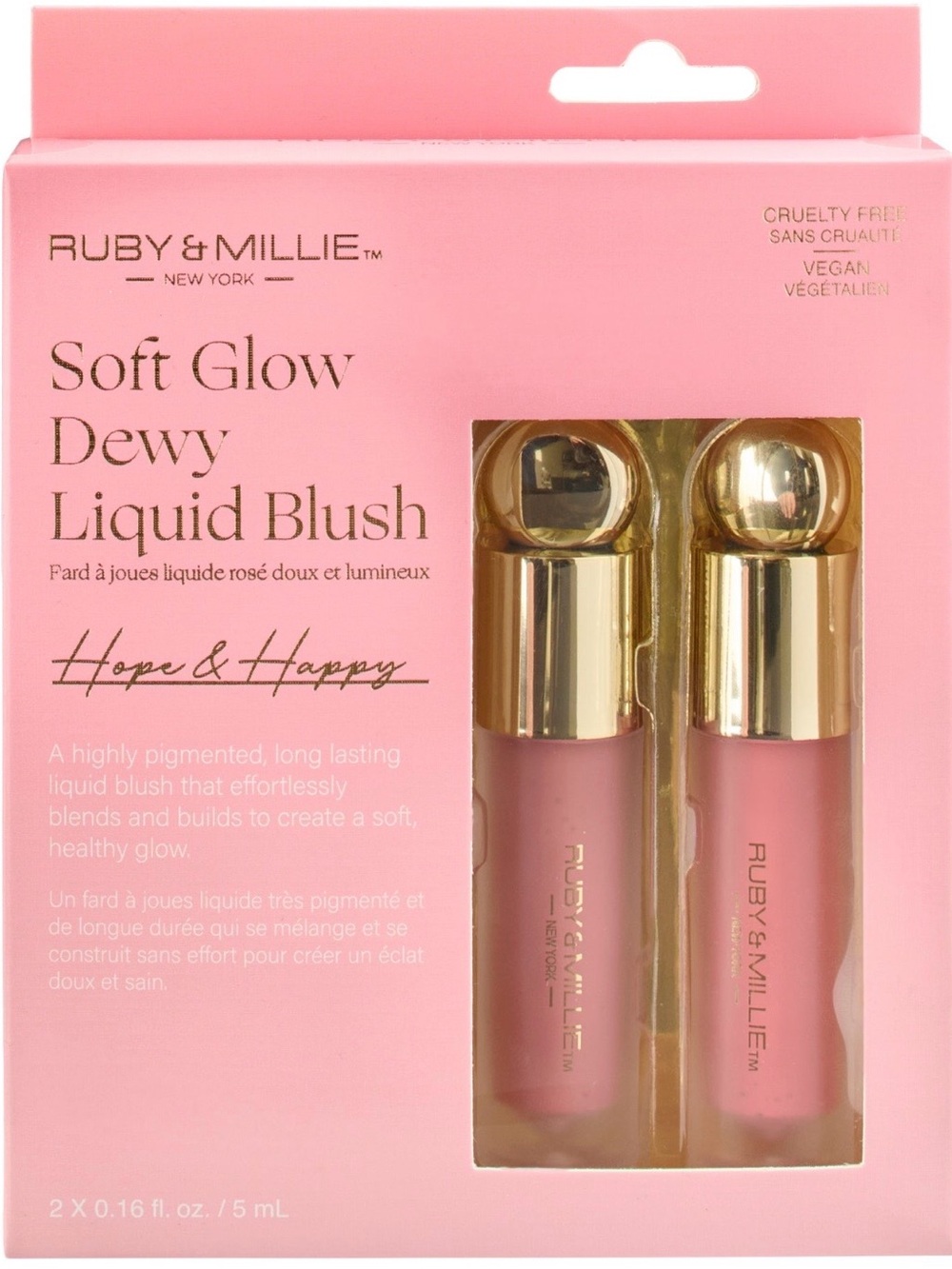 Ruby & Millie soft and luminous pink blush, pack of 2